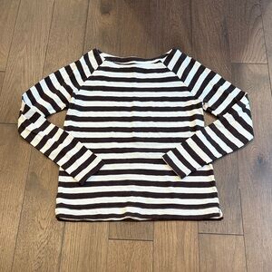 Loft Brown and White Striped Long Sleeve Shirt Medium - C19-015